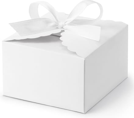 PartyDeco cadeaudoosje Wolkje - Bruiloft bedankje - 10x met lintje - wit - 8 x 5 cm