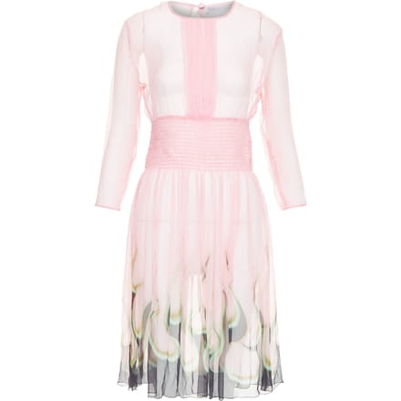 Prada sheer silk chiffon vlam knielange jurk