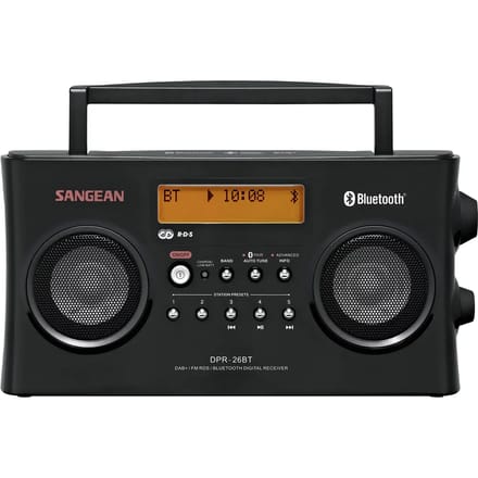Sangean DPR-26 BT Transistorradio DAB+, VHF (FM) AUX, Bluetooth Acculaadfunctie Zwart