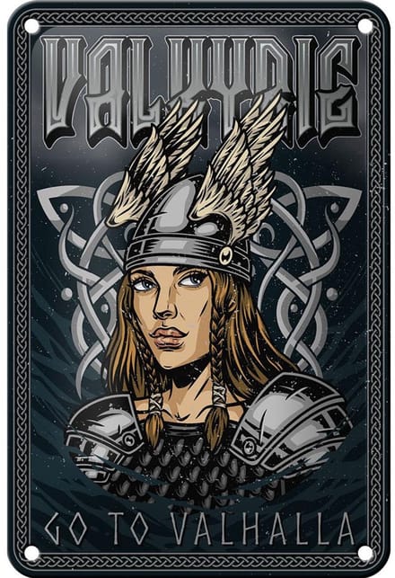 Blechschild Spruch 12x18cm Valkyrie go to Valhalla Wiking