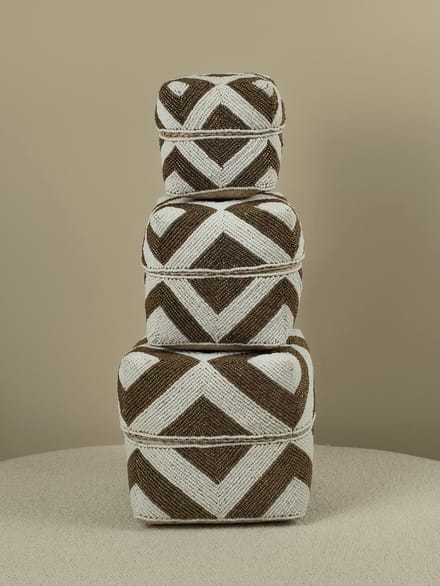 Blitzdeco - Balinese Offermandenset - Milly - Handgemaakt - Wit-Goud - 3 Maten
