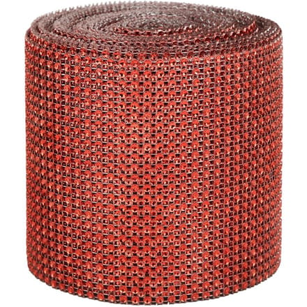 9m 24 Rijen Elektroplating Plastic Kunstmatige Strass Lint Mesh Bruiloft Kleding rood