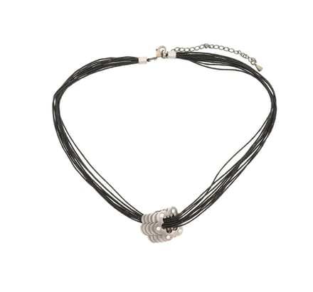 Behave® Ketting Zwart - Bloem Hanger Met Steentjes - 40 cm