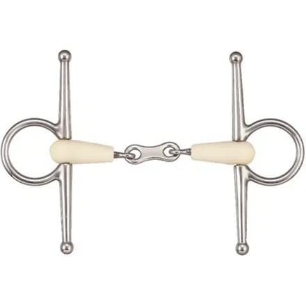 Dubbelgebroken paardenbit + koppeling Soyo Happy mouth