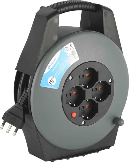 Kabelhaspel met 4 stopcontacten en 15 meter kabel