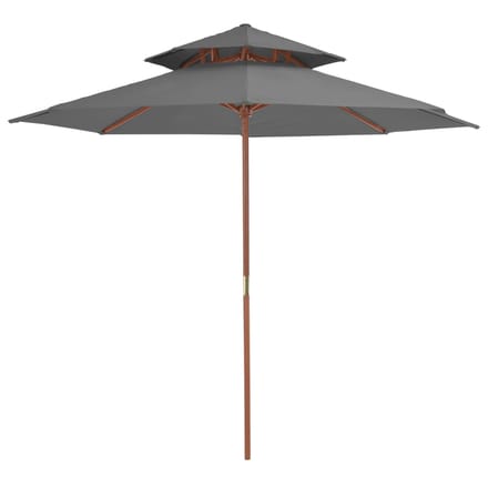 vidaXL - Parasol - dubbeldekker - met - houten - paal - 270 - cm - antraciet