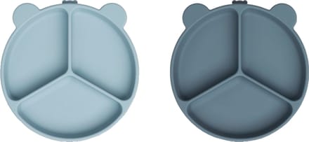 Liewood Stacy Zuignap Vakjesbord - 2 Stuks - Sea Blue / Whale Blue