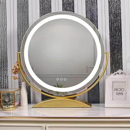 Ronde LED Spiegel - Make-up Verlichting - Perfecte Make-up - Smart Touch Bediening - 40cm Diameter - Goud