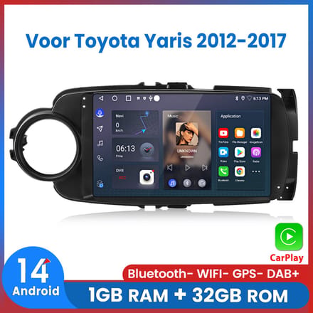 Awesafe Carplay Geschikt Voor Toyota Yaris 2012-2017 - Apple Carplay & Android Auto - 1+32GB - GPS Navigatie RDS - Bluetooth & Wifi