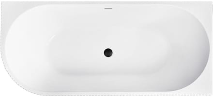 Rea - Badkuip- Wenus 170 Rechtsaf Zwarte Stopkap - Wit - Acryl - 170X80X57,5Cm