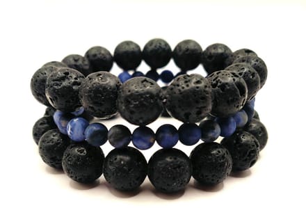 Powerarmband - Lavasteen en Lapis Lazuli - Matte afwerking - Powerbeads