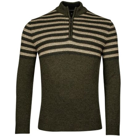 Baileys Trui Half Zip Jacquard Top Stripe Design Single Knit Donker Groen / male