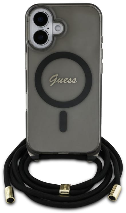 Guess Crossbody Serie - iPhone 16 Etui - MagSafe - Crossoverband - Zwart