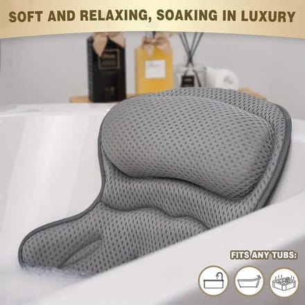Vavida Badkussen - Luxe - Sterke Zuignappen - Ergonomisch - Grijs - Spa Ervaring - Droogt Snel