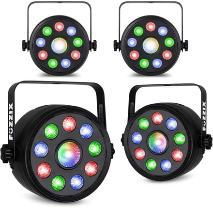 Fuzzix set van 4 PLF15 Party LED parren - 9x 2W RGB LED’s en 6W centrale LED - Met DMX