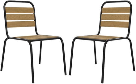 Vente-unique Set van 2 stapelbare tuinstoelen van polywood en metaal - Zwart - LYLIOS van MYLIA
