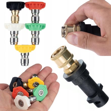 Rosfix Spuitmond Set - 0°/15°/25°/40°/Zeep - Bayonet Adapter 1/4" 200 Bar - Geschikt voor Kärcher