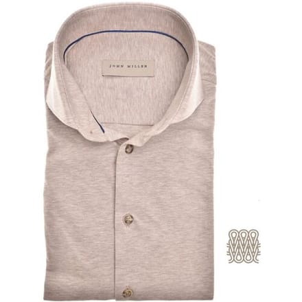 John Miller Overhemd Slim Tricot Allover Mélange Licht Bruin / male