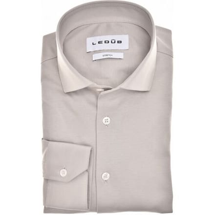 Ledûb Overhemd Uni Color Cotton Jersey Stretch Licht Grijs / male