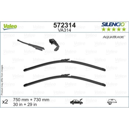 Wisserblad VALEO Silencio AquaBlade 572314, 750/730mm, Voor, 2 Stuk