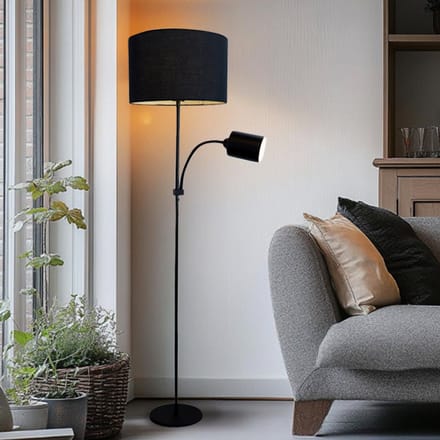 Olucia - ZEV - Vloerlamp - Zwart - Vorm: Rond