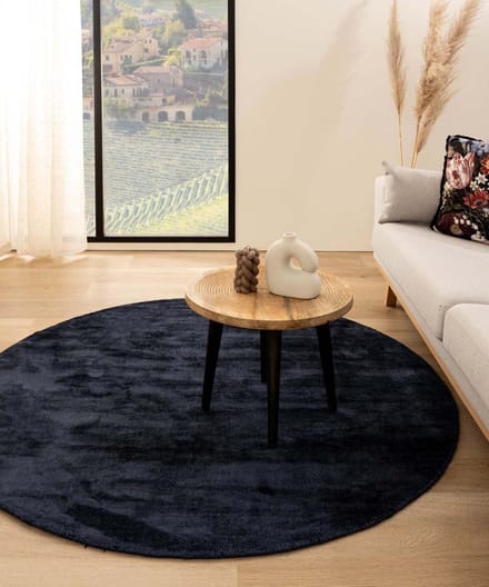 Viscose vloerkleed rond - Glamour marineblauw 100