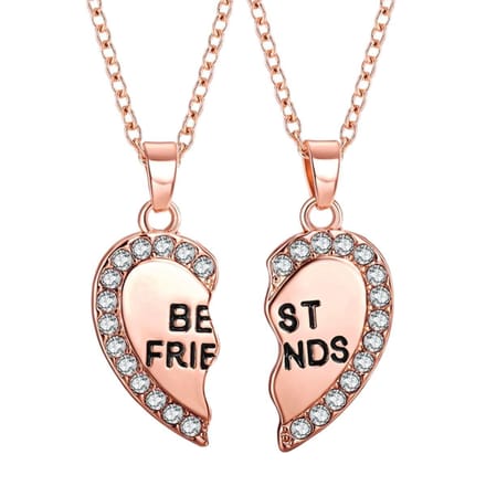 Fako Bijoux® - Vriendschapsketting - BFF Ketting - Gebroken Hart - Kristal - Goudkleurig