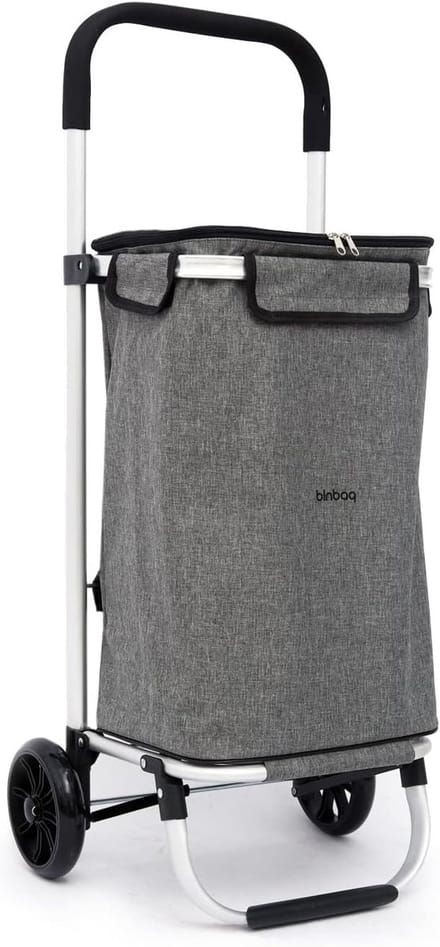 Boodschappentrolley - Winkelwagen op wielen - Grote boodschappen doen - Stabiel aluminium frame - 45 liter 96 cm - Zwart