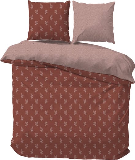 iSleep Dekbedovertrek Ingrid - Eenpersoons - 140x200/220 cm - Roodbruin