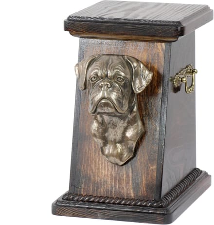 Elegante urn voor hondenas met buste van Boxer hond