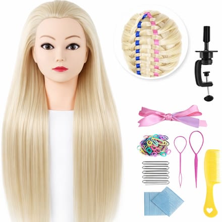 Kappershoofd Oefenhoofd Kaphoofd Kapperspop Kappers Kappop Blond haar - Met statief - 70 cm