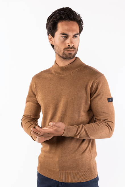 Presly & Sun Trui Jordan Mock Turtle Pullover  Bruin