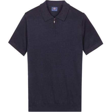 Baileys Polo Zip Collar Jersey Knit Short Sleeve Navy / male