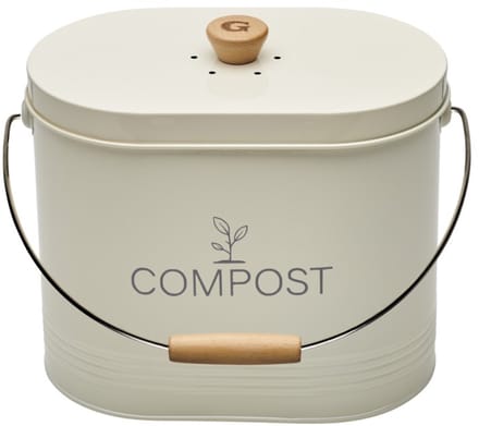 Guillouard Compostemmer – 7 L – Ovaal – Beige – Met Deksel en Koolstoffilter – Keukencompost