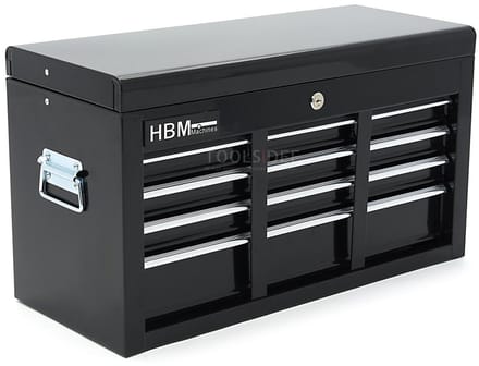 HBM opzetkast zwart model 2, 6 laden, gevuld, 60 x 26 x 34 cm