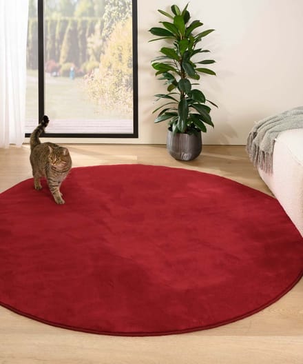 Rond zacht vloerkleed - Plush rood 120