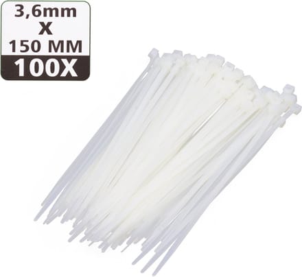 Hofftech Tie ribs - kabelbinders - UV-bestendig - 3.6 x 150 mm - wit - 100 stuks