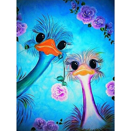 5D DIY Diamond Painting  Gekleurde Struisvogel  Diamond Strass Borduren Kruissteek 20X30CM blue