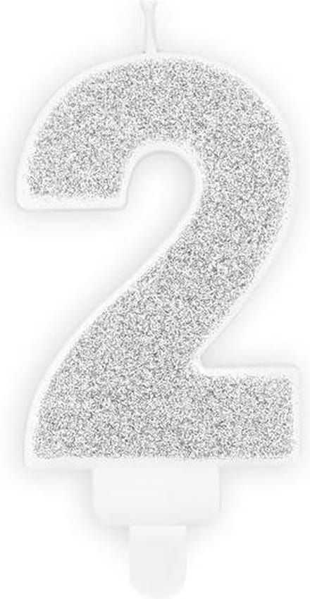 PartyDeco Verjaardag Kaars Nummer 2 - Zilver
