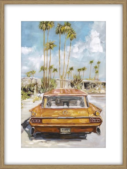 Schilderij met frame Palm Springs auto