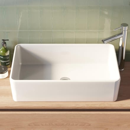 Brauer Lagoon Waskom - Rechthoekig Afgerond - 60 cm - Keramiek - Hoogglans - Wit