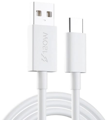 USB naar USB-C oplader en data kabel adapter - 120W 6A - snel lader - voor o.a. telefoon en laptop - 1 meter - wit