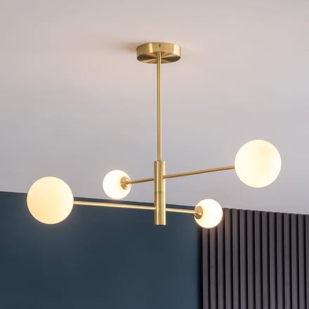 LumenXL - Stiri Plafondlamp 4-lichts goud met melkwit glas