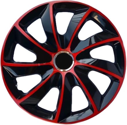 NRM - Stig Extra Wieldoppen 14" - Rood & Zwart- set van 4 stuks - ABS / Duurzaam / Resistant