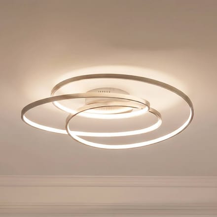 Lindby LED plafondlamp Joline, Ø 60 cm, nikkelkleurig, metaal