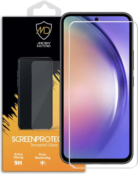 MobyDefend Screenprotector - Geschikt voor Samsung Galaxy A54 - Case-Friendly Screensaver - Gehard Glas