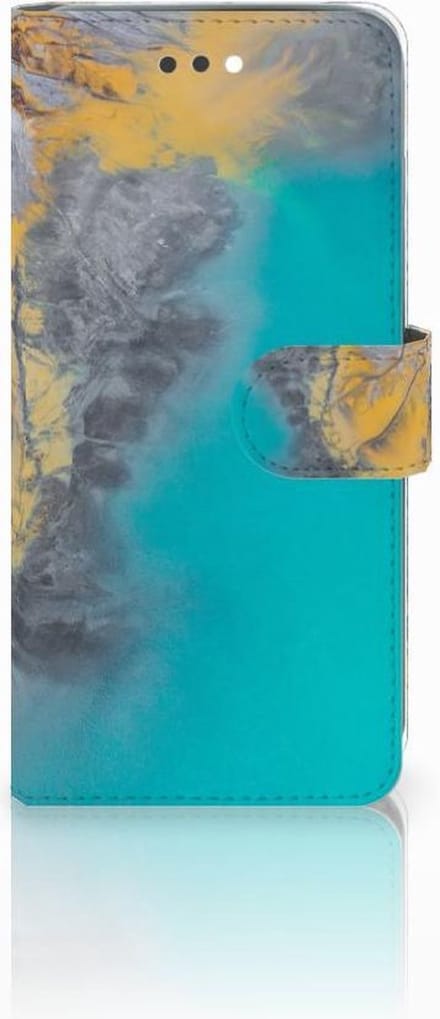 Apple iPhone 7 Plus | 8 Plus Bookcase Marble Blue Gold
