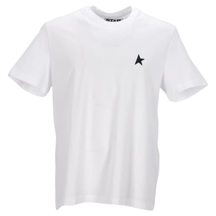 Golden Goose Wit T-shirt met contrasterend groen logo en ster