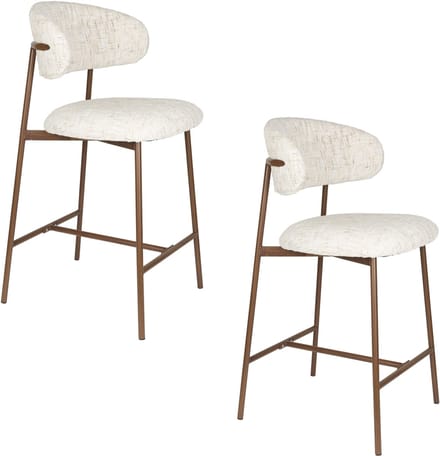 Housecraft Living Claes Barkrukken rugleuning 65 cm Gemêleerd Off-White - Set van 2