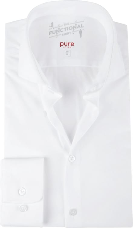 Pure H.Tico The Functional Wit Shirt - Maat 37 - Heren - Overhemden Formeel